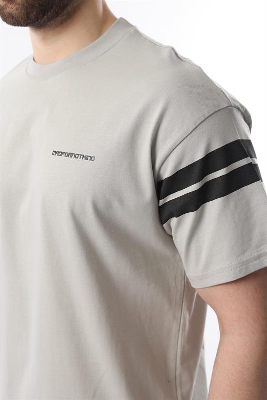 MDX Men's Shorts T-shirt Set with Painted Gray Stripe Detail E7301 - Portsmouth