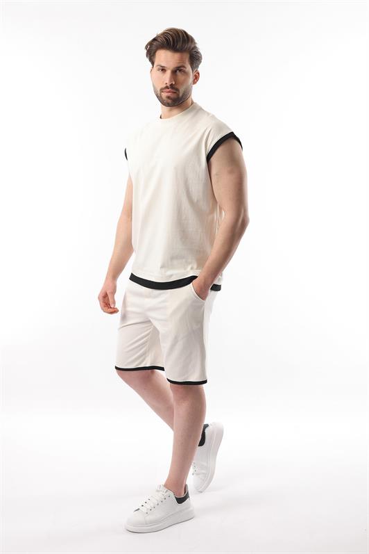 MDX Ecru Zero Sleeve Men's Shorts T-shirt Set E7308 - Zweibrücken