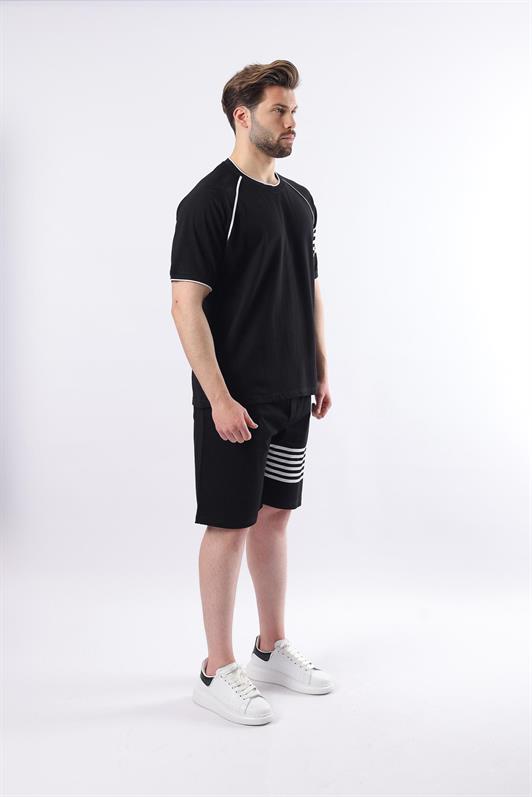MDX Black Printed Raglan Sleeve Men's Shorts T-shirt Set E7306 - Gelsenkirchen