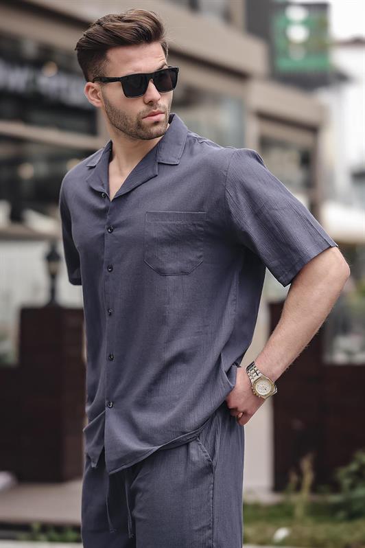 MDX Men's Smoke Basic Oversize Shirt Set 5588 - Kenosha