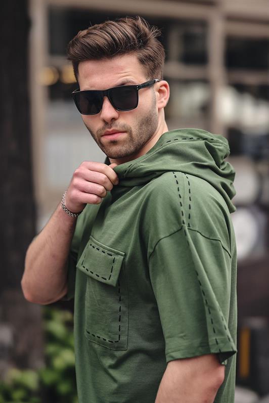 MDX Haki Pocket Detailed Hooded Shorts Set 5941 - Worthing
