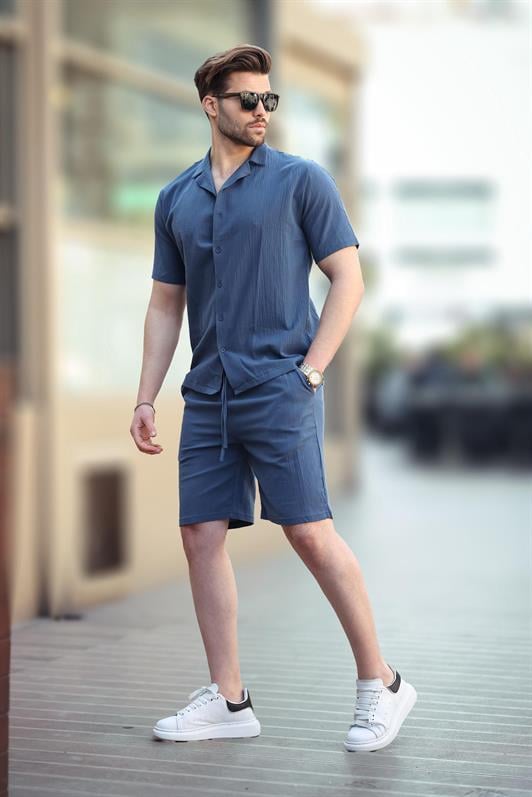 MDX Navy Blue Men's Shirt Shorts Set 5956 - Pocatello