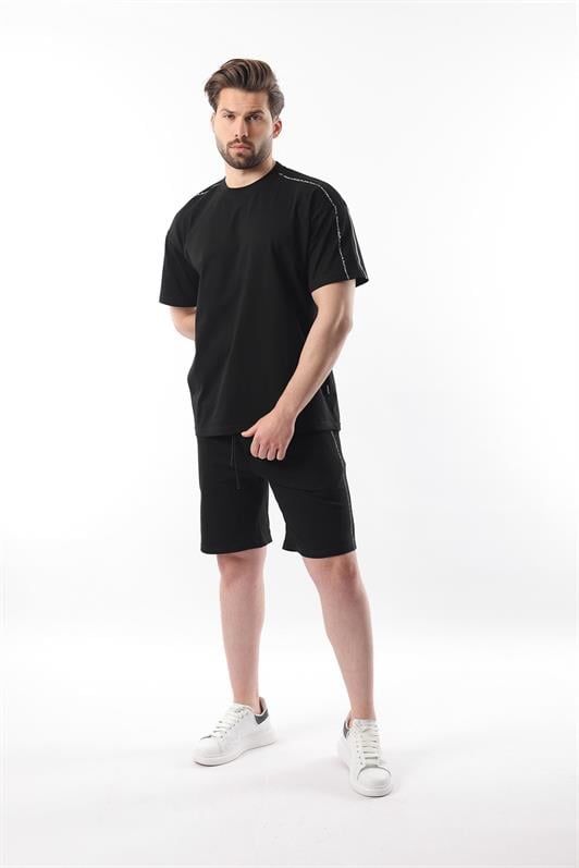 MDX Black Overfit Printed Men's Shorts T-shirt Set E7302 - Drachten