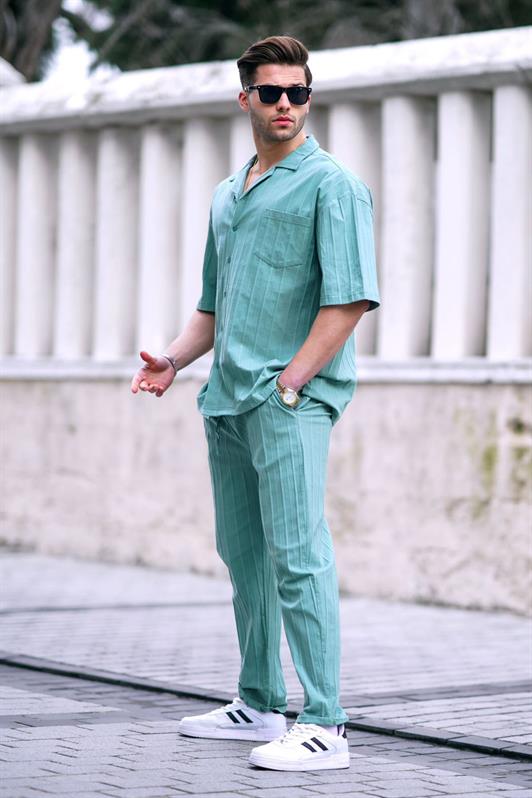 MDX Men's Mint Green Shirt-Pants Suit 5936 - Santa Rosa