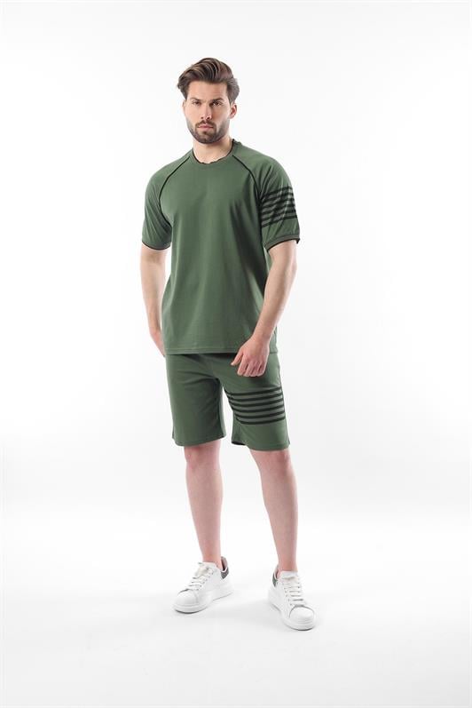 MDX Haki Printed Raglan Sleeve Men's Shorts T-shirt Set E7306 - Rockwall