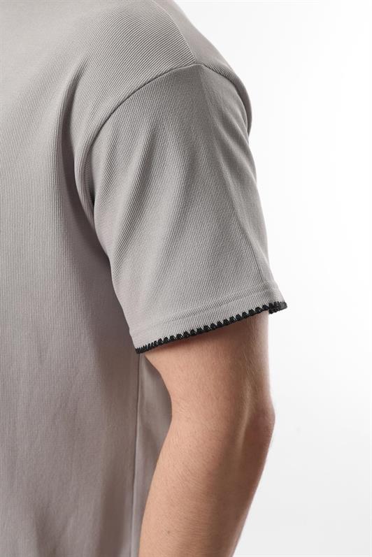 MDX Men's Shorts T-shirt Set with Embroidered Grey Details E7305 - Ontario