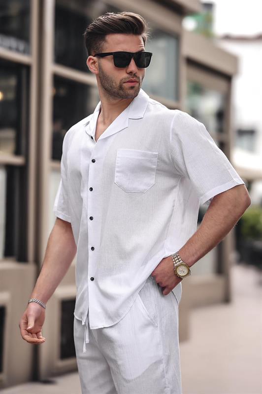 MDX Men's White Basic Oversize Shirt Set 5588 - Horad Zhodzina
