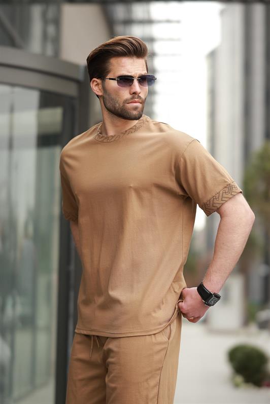MDX Cappuccino Printed 100% Cotton Men's Shorts T-shirt Set E7312 - Istog