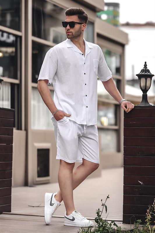 MDX Men's White Basic Oversize Shirt Set 5588 - Horad Zhodzina