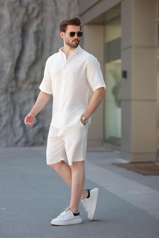MDX White Basic Men's Shorts Shirt Set E7321 - Mettmann