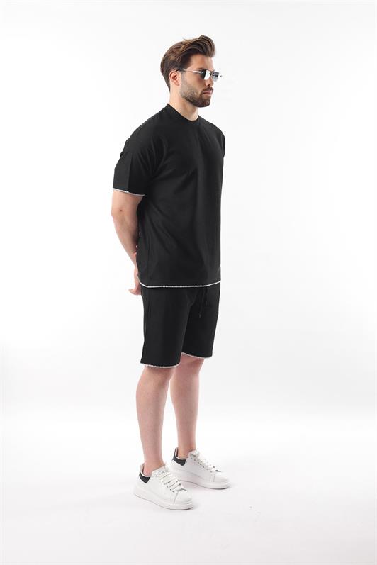 MDX Black Embroidered Men's Shorts T-shirt Set E7305 - Haltom City