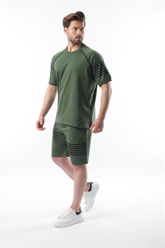 MDX Haki Printed Raglan Sleeve Men's Shorts T-shirt Set E7306 - Rockwall