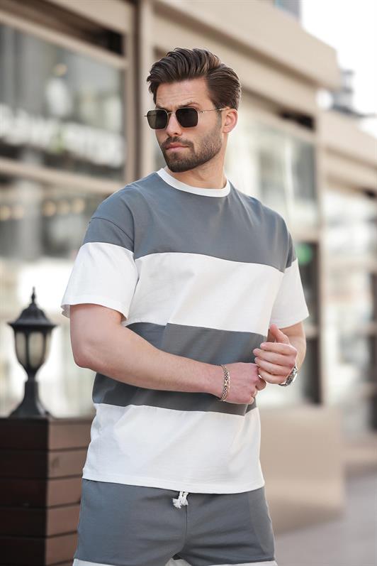 MDX Smoke Striped Men's Shorts T-shirt Set E7420 - Bolingbrook