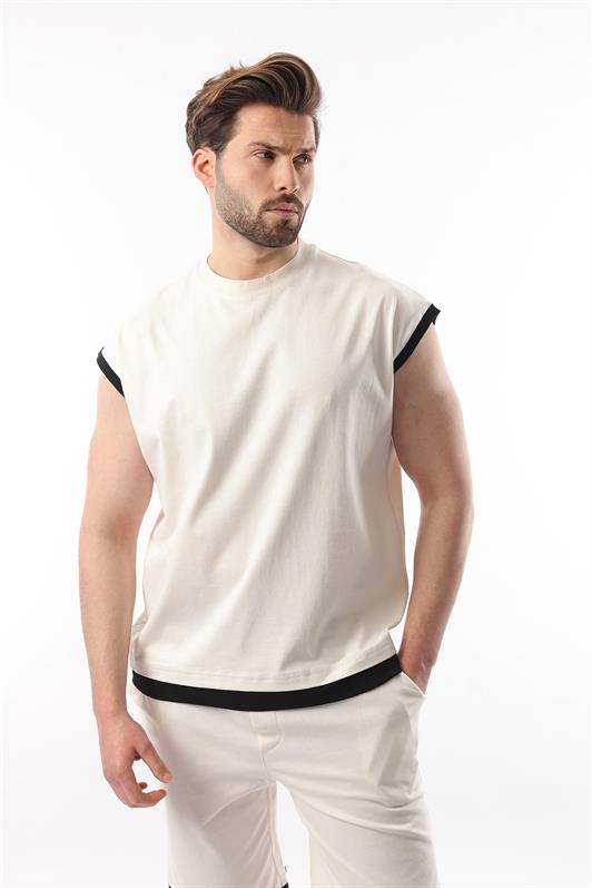 MDX Ecru Zero Sleeve Men's Shorts T-shirt Set E7308 - Zweibrücken