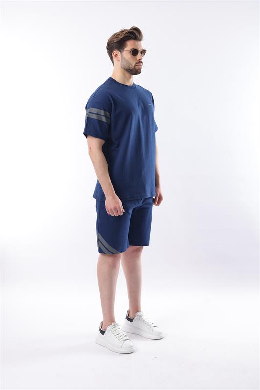 MDX Navy Striped Detail Men's Shorts T-shirt Set E7301 - Corigliano Calabro