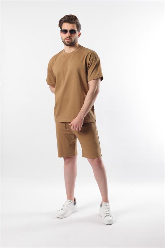 MDX Cappuccino Overfit Printed Men's Shorts T-shirt Set E7302 - Richmond
