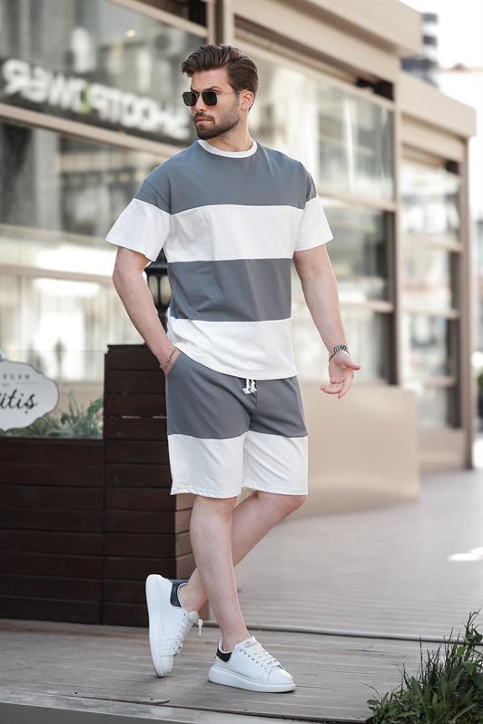 MDX Smoke Striped Men's Shorts T-shirt Set E7420 - Bolingbrook