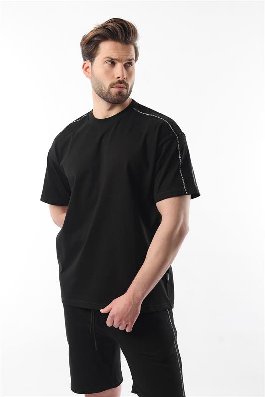 MDX Black Overfit Printed Men's Shorts T-shirt Set E7302 - Drachten