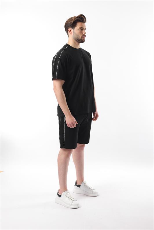 MDX Black Overfit Printed Men's Shorts T-shirt Set E7302 - Drachten