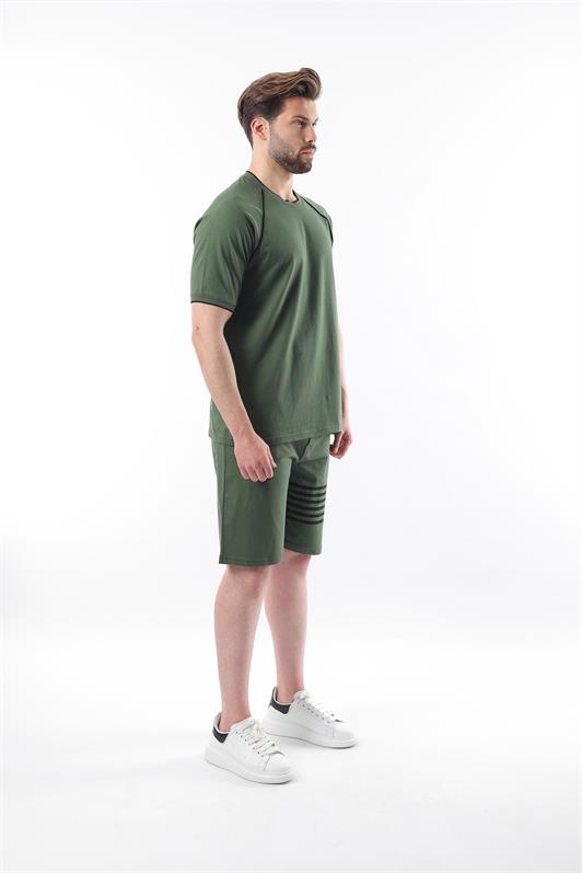 MDX Haki Printed Raglan Sleeve Men's Shorts T-shirt Set E7306 - Rockwall