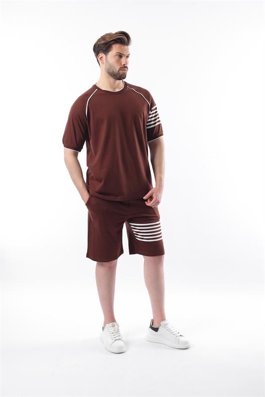 MDX Men's Short T-shirt Set with Painful Coffee Printed Raglan Sleeve E7306 - Victoria