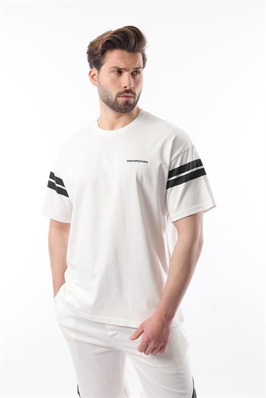 MDX Ecru Striped Detail Men's Shorts T-shirt Set E7301 - Toronto