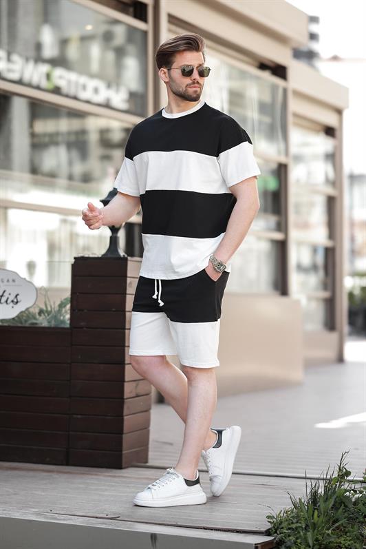 MDX Black Striped Men's Shorts T-shirt Set E7420 - Castellón de la Plana
