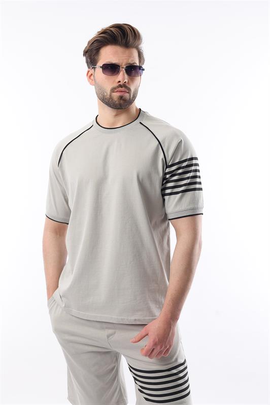 MDX Printed Gray Raglan Sleeve Men's Shorts T-shirt Set E7306 - Villaflores