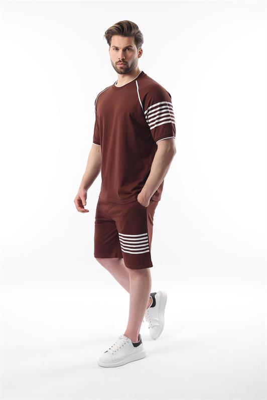 MDX Men's Short T-shirt Set with Painful Coffee Printed Raglan Sleeve E7306 - Victoria