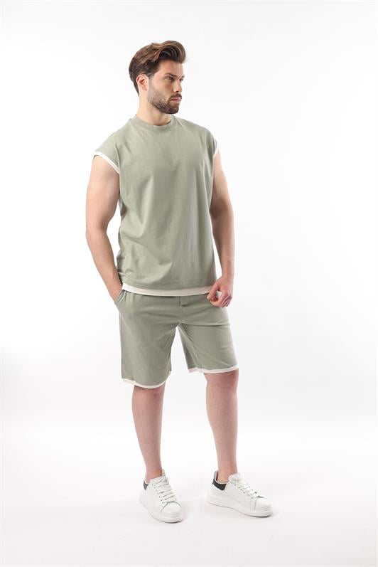 MDX Mint Green Sleeveless Men's Shorts T-shirt Set E7308 - Mestre