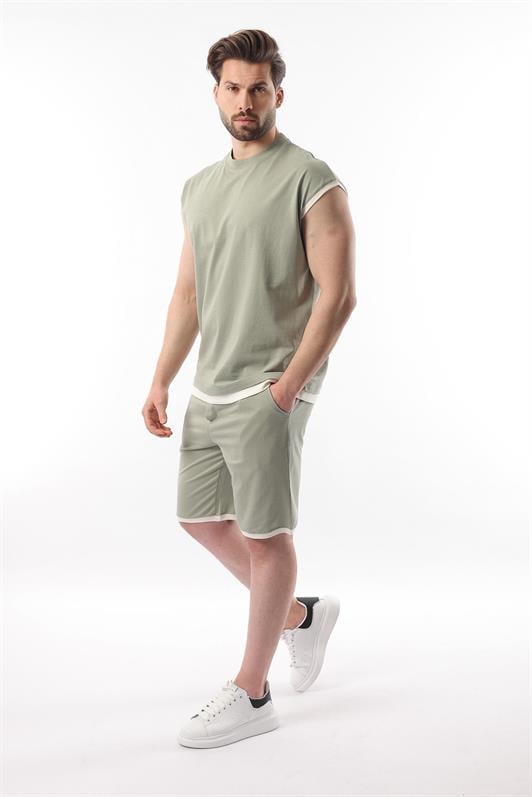 MDX Mint Green Sleeveless Men's Shorts T-shirt Set E7308 - Mestre
