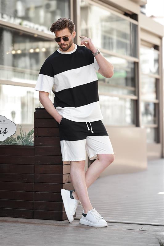 MDX Black Striped Men's Shorts T-shirt Set E7420 - Castellón de la Plana