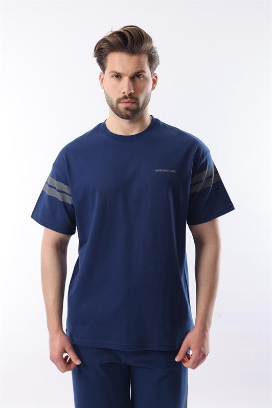 MDX Navy Striped Detail Men's Shorts T-shirt Set E7301 - Corigliano Calabro