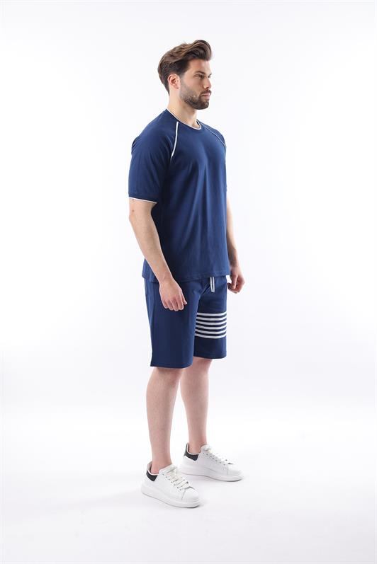 MDX Navy Printed Raglan Sleeve Men's Shorts T-shirt Set E7306 - Guimarães