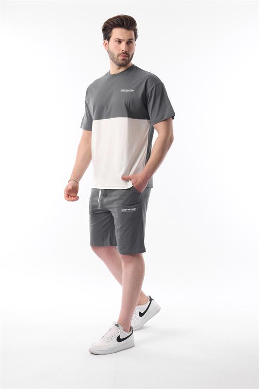 MDX Smoke Printed Color Block Cotton Adjustable Waist Shorts Set 5952 - Buffalo