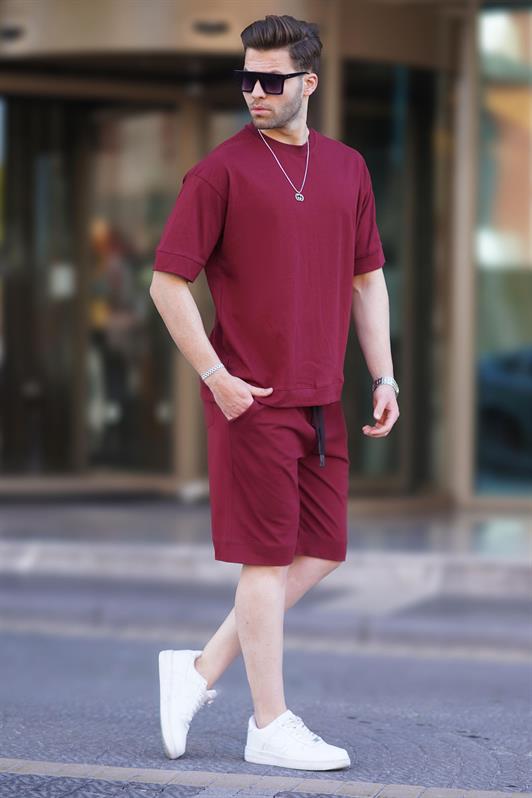 MDX Burgundy Bicycle Collar Basic Men's Shorts Suit 5953 - Ocoee