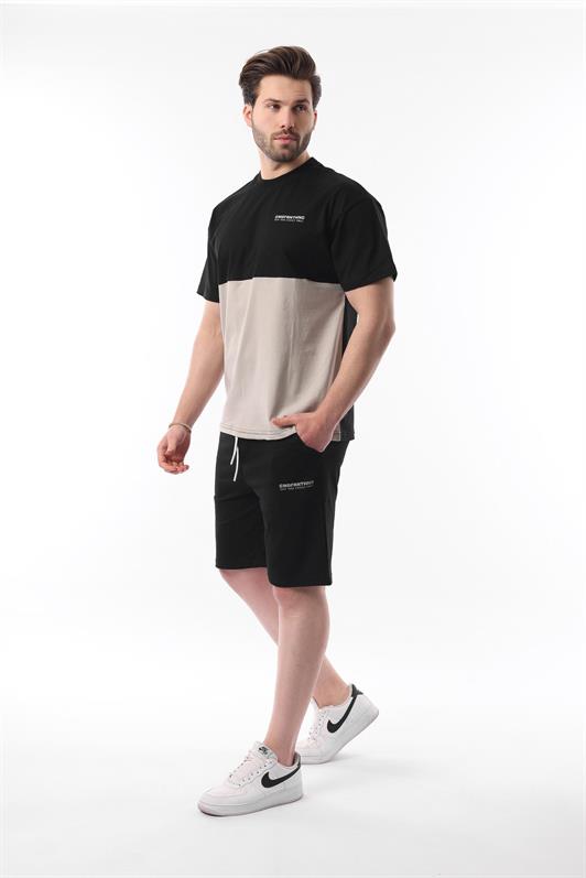 MDX Black Printed Color Block Cotton Adjustable Waist Shorts Set 5952 - Albany