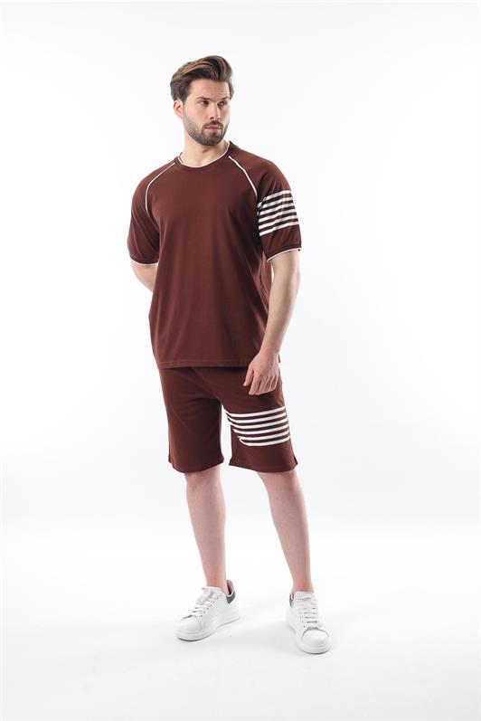 MDX Men's Short T-shirt Set with Painful Coffee Printed Raglan Sleeve E7306 - Victoria