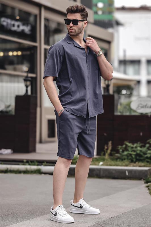 MDX Men's Smoke Basic Oversize Shirt Set 5588 - Kenosha