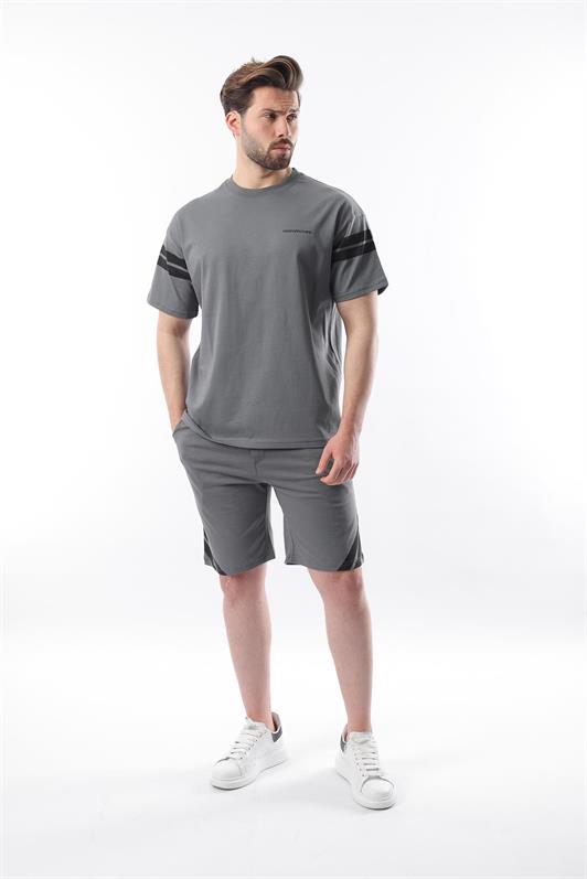 MDX Men's Shorts T-shirt Set with Smoke Stripe Detail E7301 - Fontenay-sous-Bois