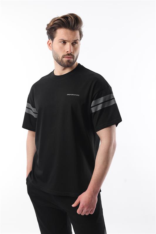 MDX Black Striped Detailed Men's Shorts T-shirt Set E7301 - Las Maravillas