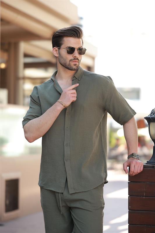 MDX Haki Basic Men's Shorts Shirt Set E7321 - Gllogovc