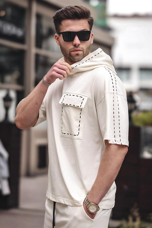 MDX Ecru Pocket Detailed Hooded Shorts Set 5941 - Castelldefels
