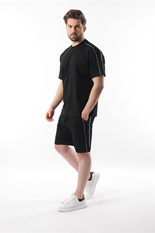 MDX Black Overfit Printed Men's Shorts T-shirt Set E7302 - Drachten