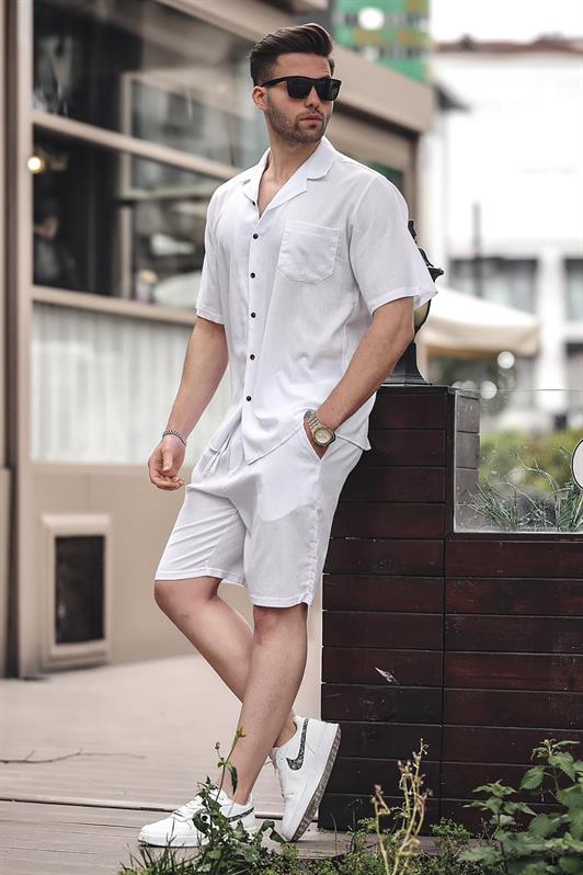 MDX Men's White Basic Oversize Shirt Set 5588 - Horad Zhodzina