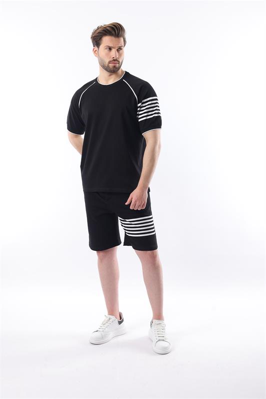 MDX Black Printed Raglan Sleeve Men's Shorts T-shirt Set E7306 - Gelsenkirchen