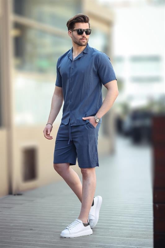 MDX Navy Blue Men's Shirt Shorts Set 5956 - Pocatello