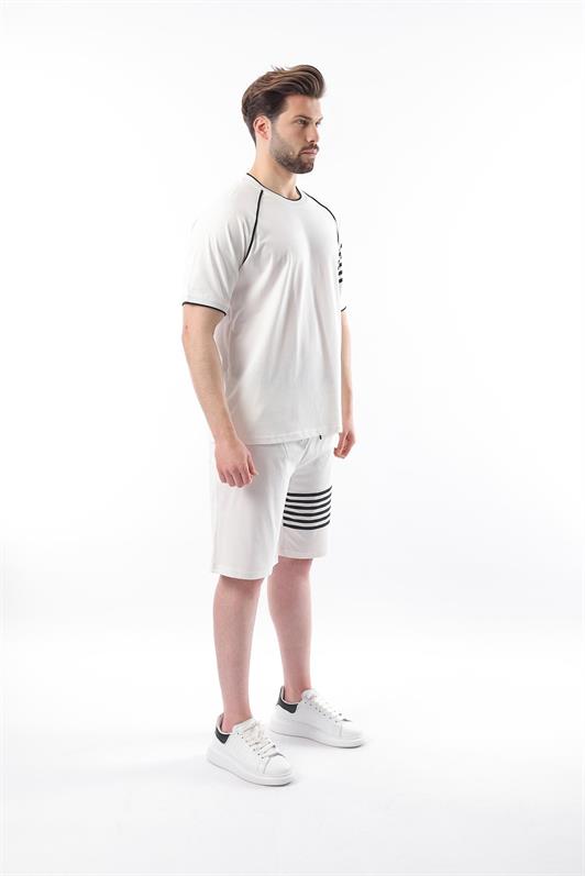 MDX Ecru Printed Raglan Sleeve Men's Shorts T-shirt Set E7306 - Chino Hills
