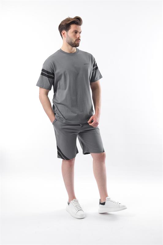 MDX Men's Shorts T-shirt Set with Smoke Stripe Detail E7301 - Fontenay-sous-Bois