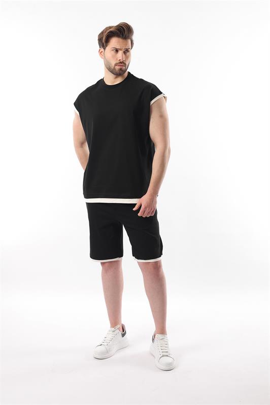 MDX Black Zero Sleeve Men's Shorts T-shirt Set E7308 - Fajardo